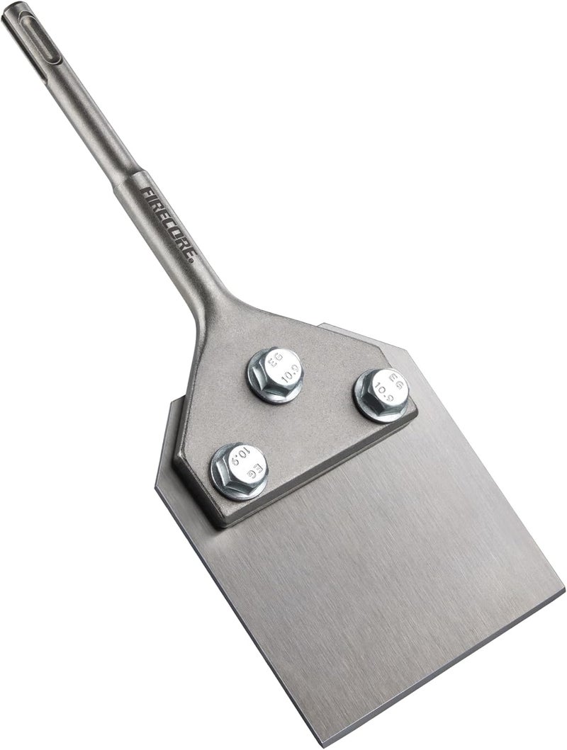 Firecore SDS Plus Floor Scraper, 4 Inch Wide Tile Thinset Scaling Chisel, 4" x 10" Thinset Scraper Adhesives Remover Wall Scraper Works with SDS Plus Rotary Hammer - Image 1